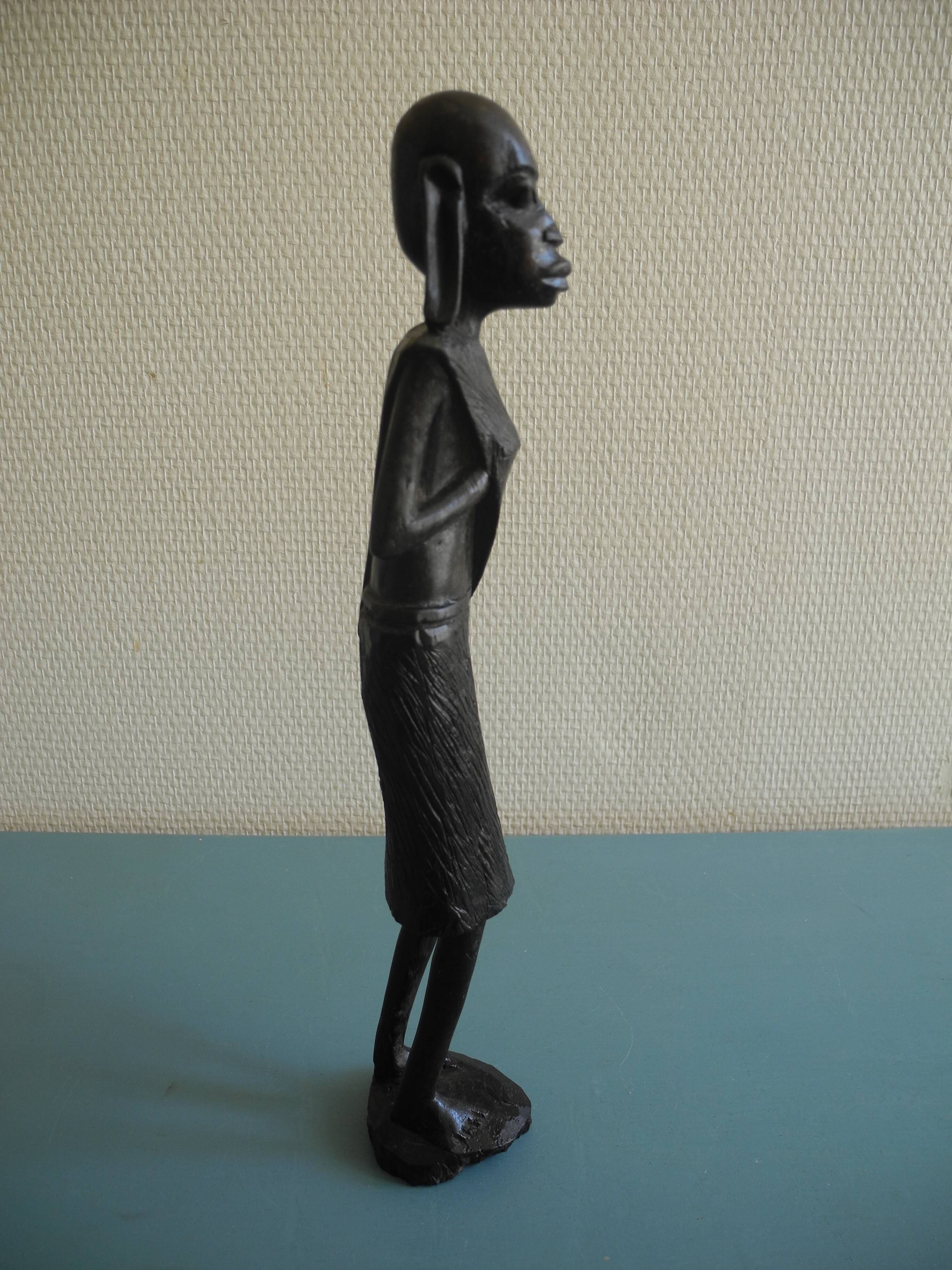old wooden statuette african art ethnic vintage African wooden statue