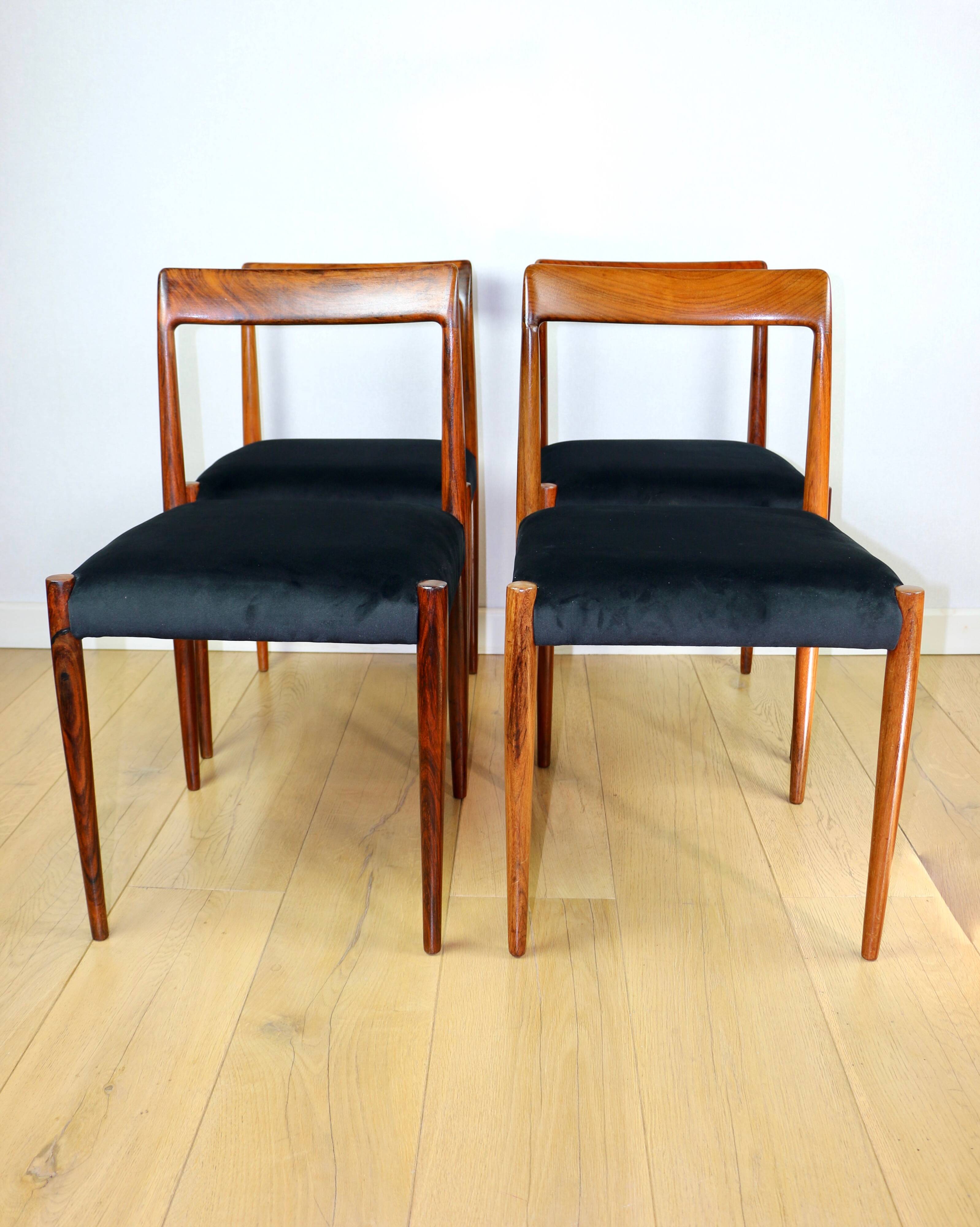 German Lübke vintage black chairs - 4 pieces - great set