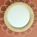 Miroir soleil en rotin