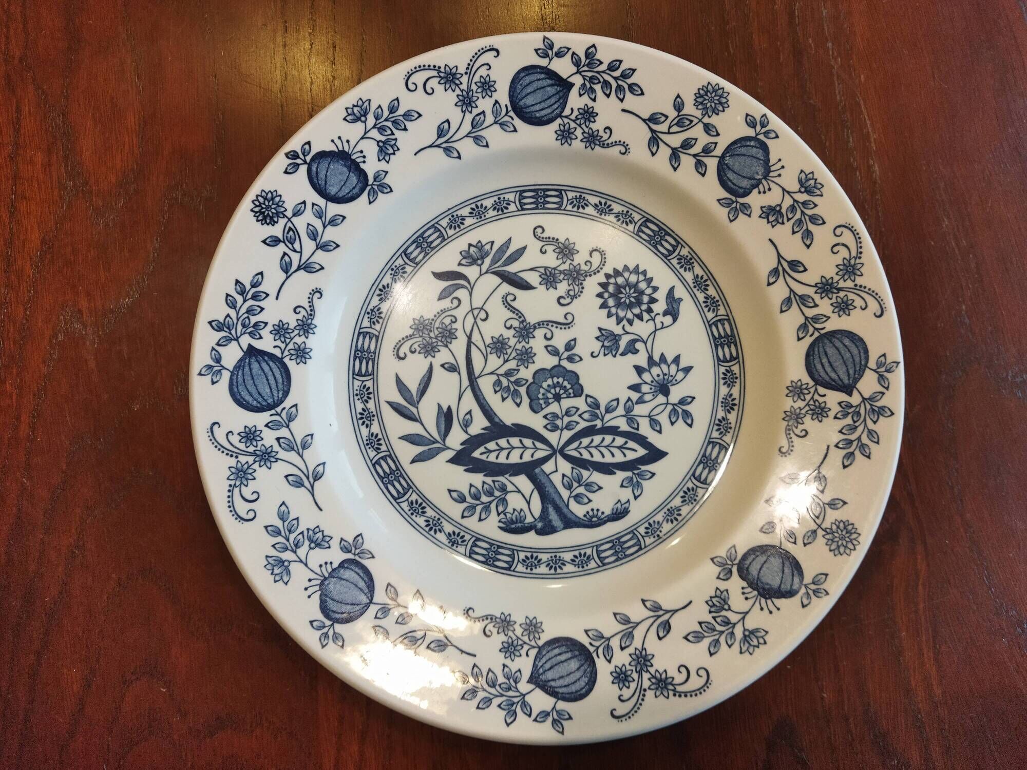 8 blue & white dinner plates (Royal Tudor Gien Lunéville Ceraminter)