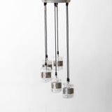 Chandelier 6 lights glass metal 1970s vintage modernism