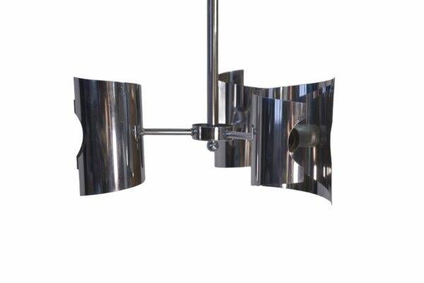 Vintage chrome steel pendant light, 1970s design