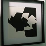 Tableau Vintage Art Optique - Victor Vasarely "Phantom" - Frame 40x40cm