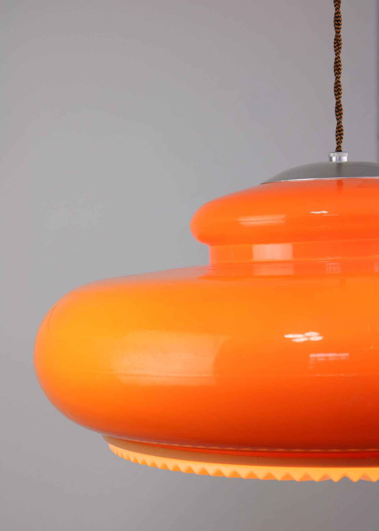 Mid-century acrylic italian orange pendant lamp