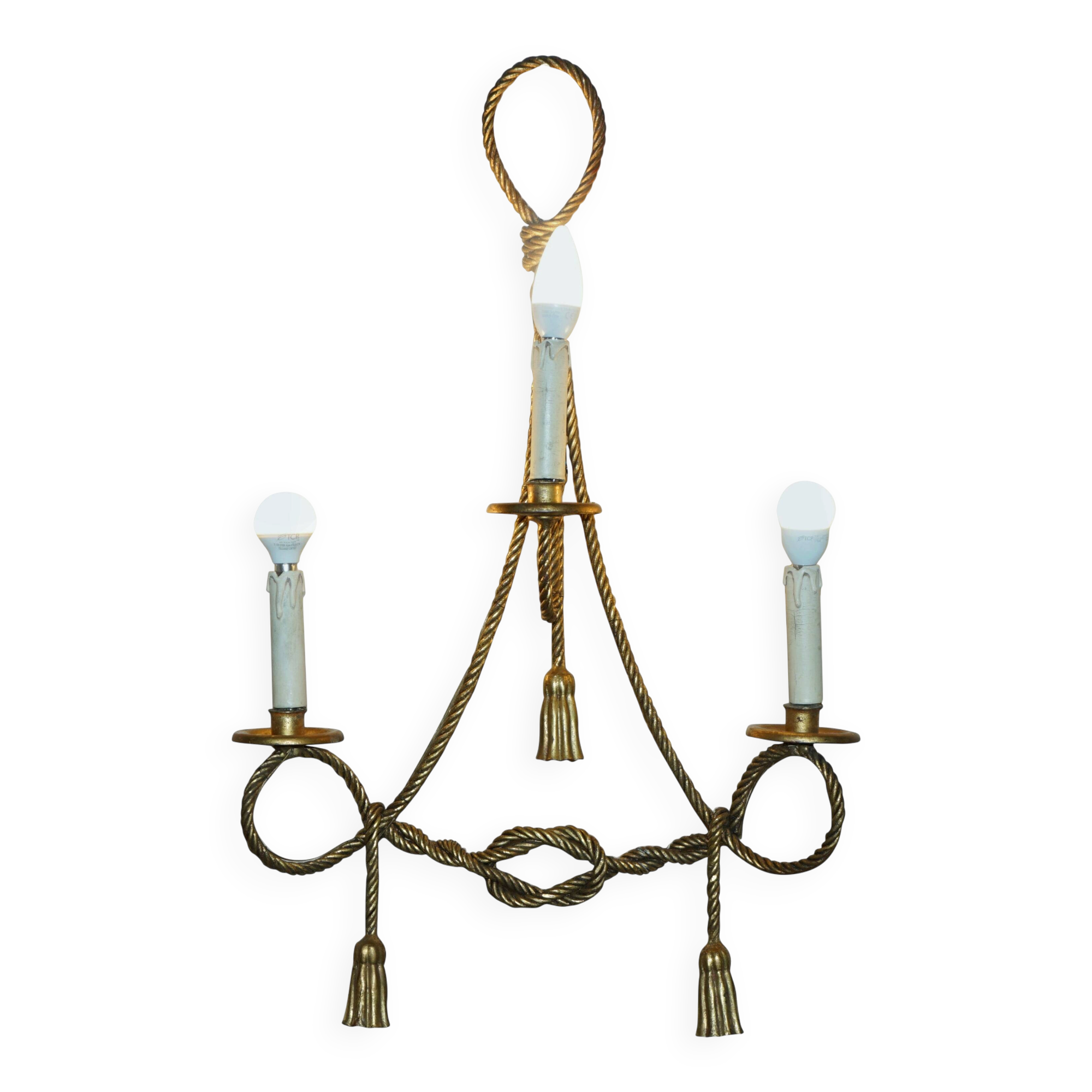 Vintage Twisted Wall Light Three Branches with Pendants