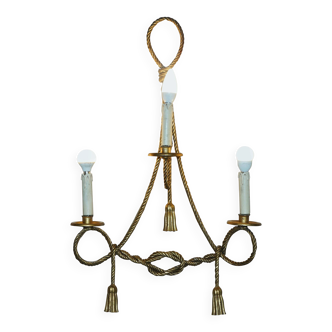 Vintage Twisted Wall Light Three Branches with Pendants