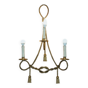 Vintage Twisted Wall Light Three Branches with Pendants