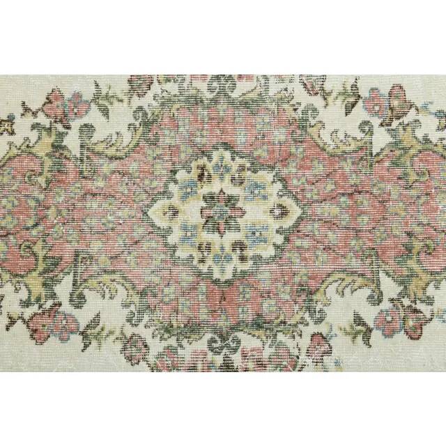 1970s Vintage Turkish Oushak Handmade Wool Cotton Beige Area Rug 179x311