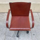 Leather desk chair on wheels, Matteo Grassi