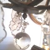 Lustre en bronze et pampilles bicolore
