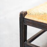 2 low bedroom chairs in hand-woven rice straw, 1950s/1960s