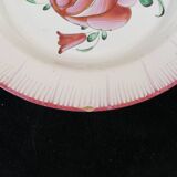 Plate in Faience de l'est pink red 19th LUNEVILLE ISLETTES ST CLEMENT nº1