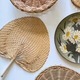 VINTAGE Wicker and Brass Wall COMPOSITION