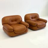 Cognac brown leather Sapporo armchair for Mobil Girgi