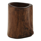 Small brutalist monoxyle vase in wood, 1970s.