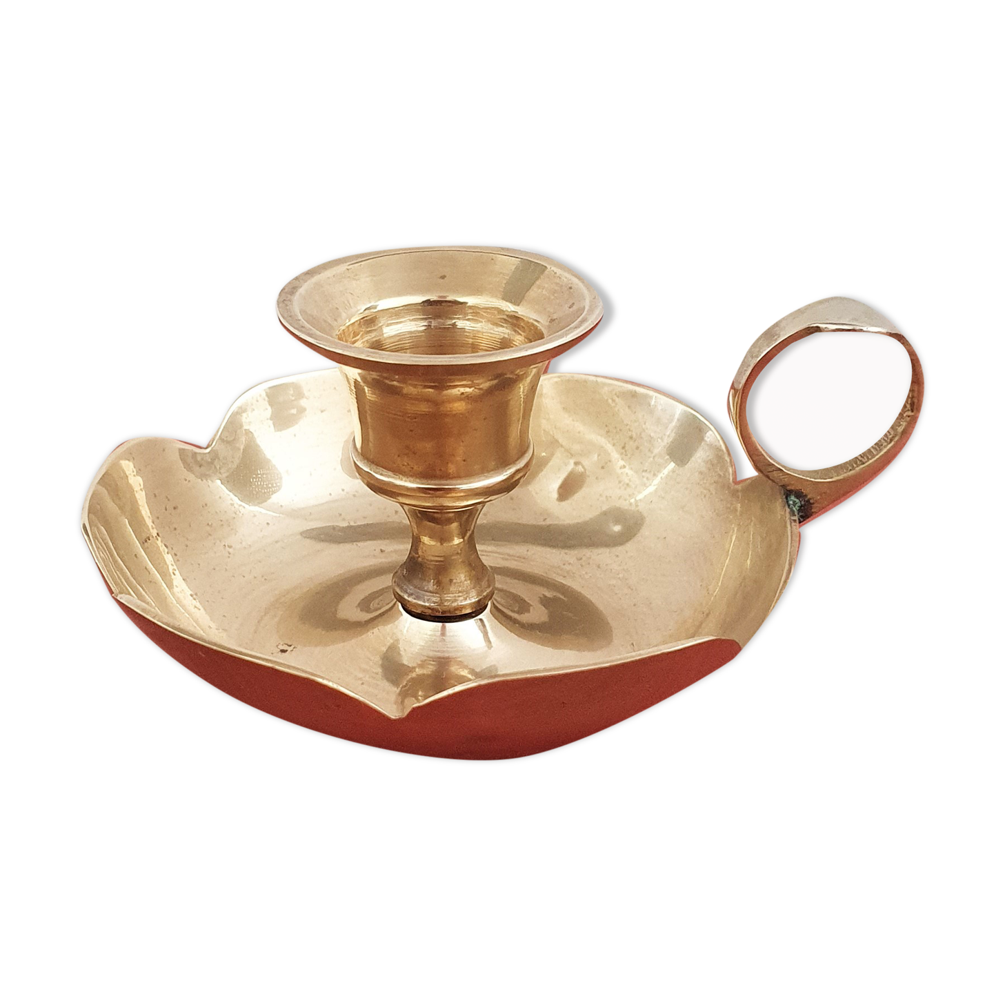 Golden brass candle holder