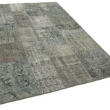 Handmade oriental contemporary 170 cm x 240 cm grey patchwork rug