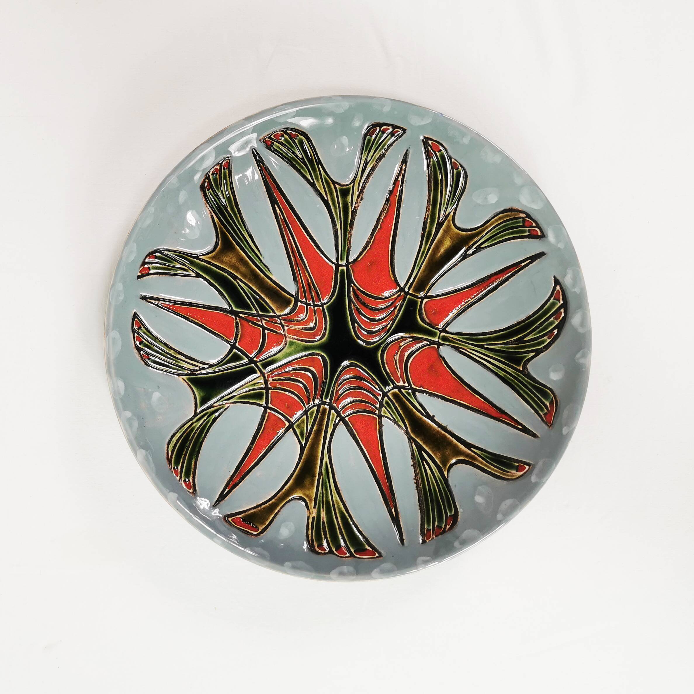 Decorative ceramic wall plate, Kravsko, Czechoslovakia, 1960s