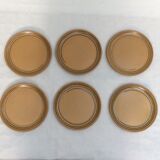 Set of six flat plates in Sarreguemines stoneware Atelier d'art dimension: diameter -24cm- H-3cm-