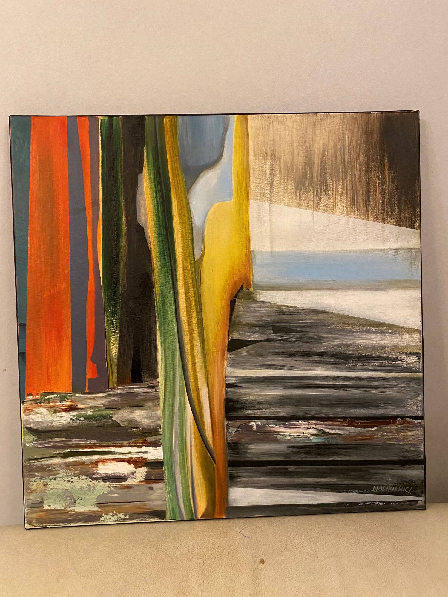 Contemporary abstract oil painting on canvas