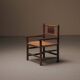 Wicker armchair in solid wood, handcrafted, France, around 1950.