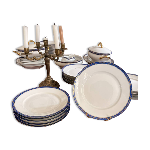 Lot 6 Assiettes plates Porcelaine Limoges Bleu Doré Betoule & Legrand 2/2