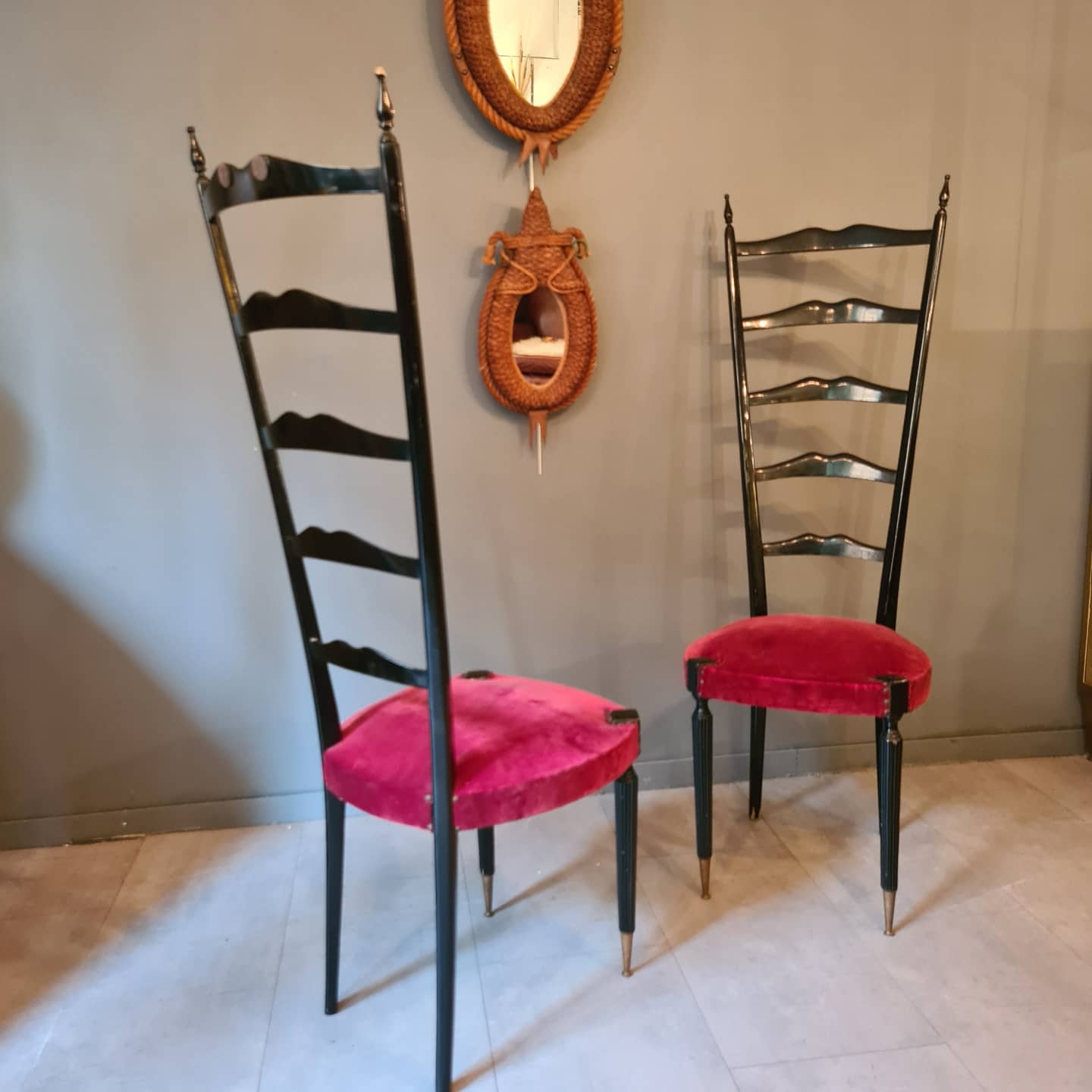 Pair of large vintage Italian formal chairs