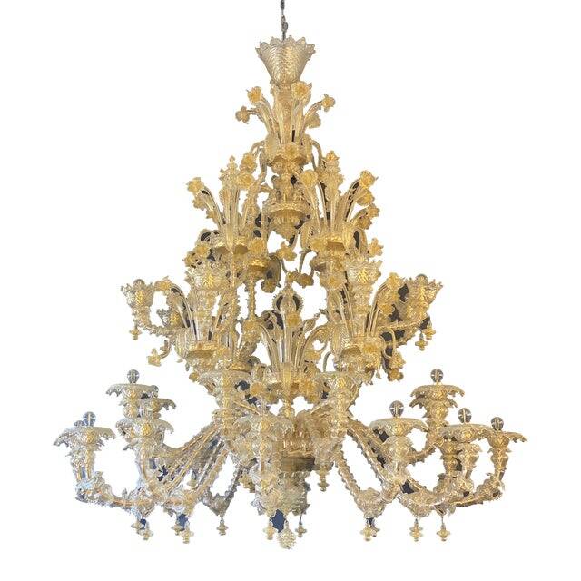 Contemporary Venetian "Ca Rezzionico" Gold Murano Glass Chandelier