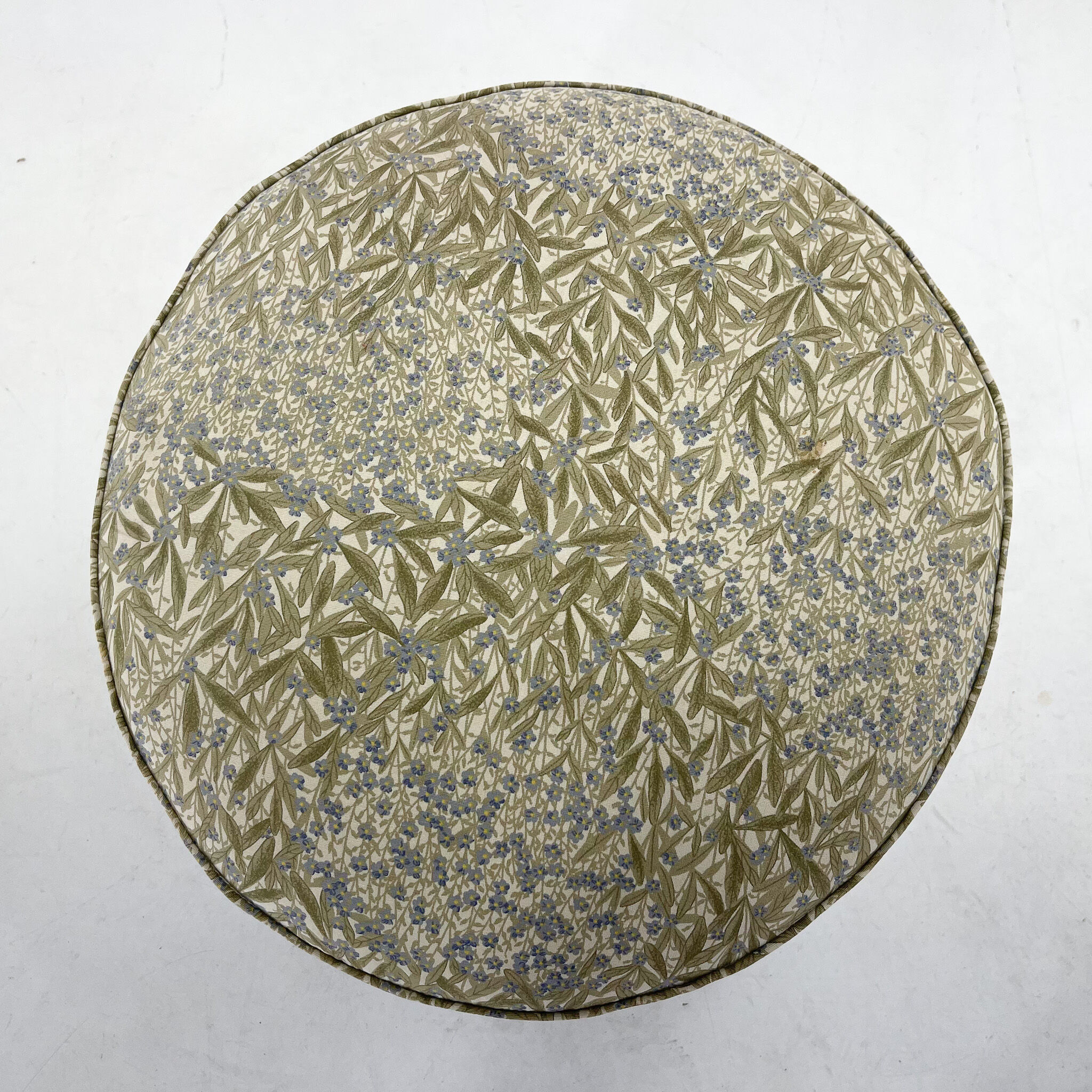 Upholstered wallnut veneer footstool, italy 1950