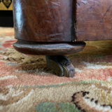 Mahogany pedestal table with marble top veneer