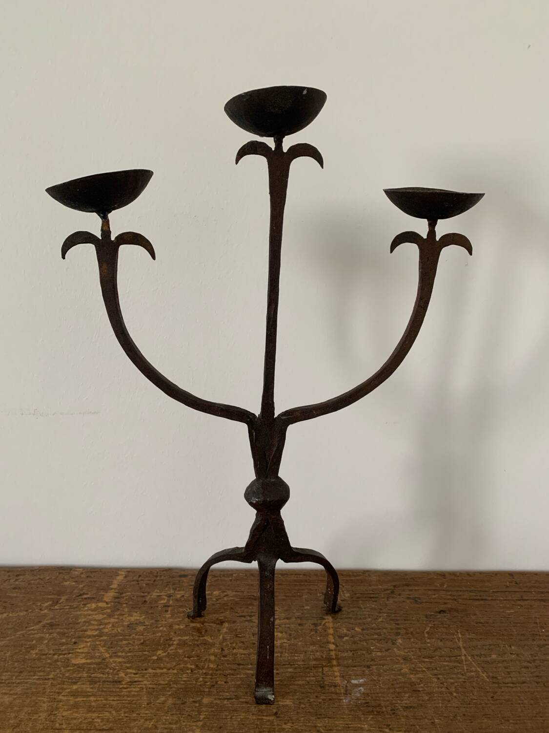 Brutalist Iron Candle Holder Circa 1970 Vintage