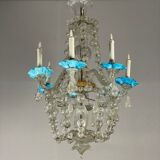 Venetian chandelier in murano glass, bag of pearls