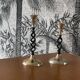 2 candle holders in brass and ceramic 1950