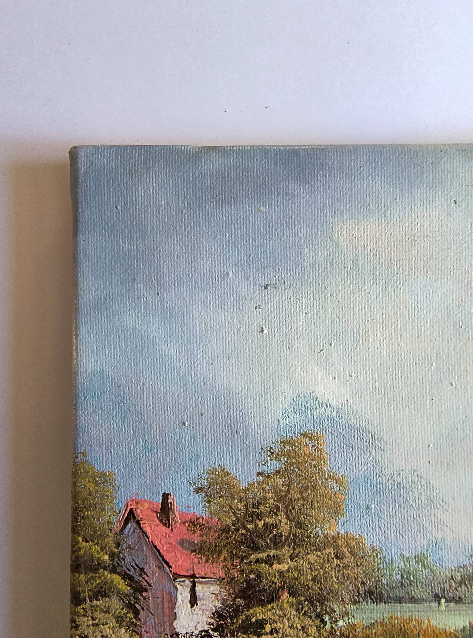 Antique oil painting. Country house - signed G. Monroe