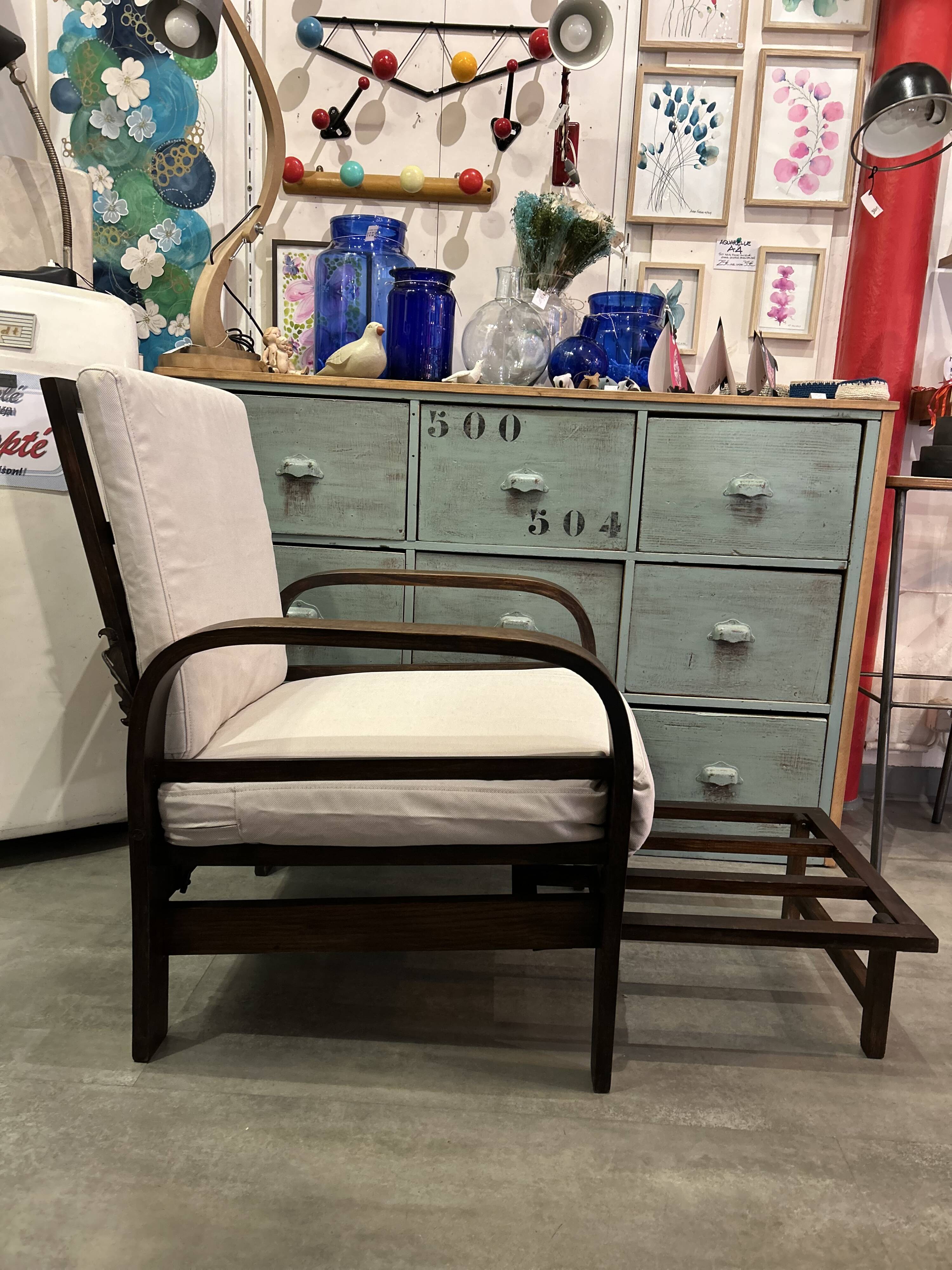 Multi-position relaxation armchair from the 1930s/40s in teak.