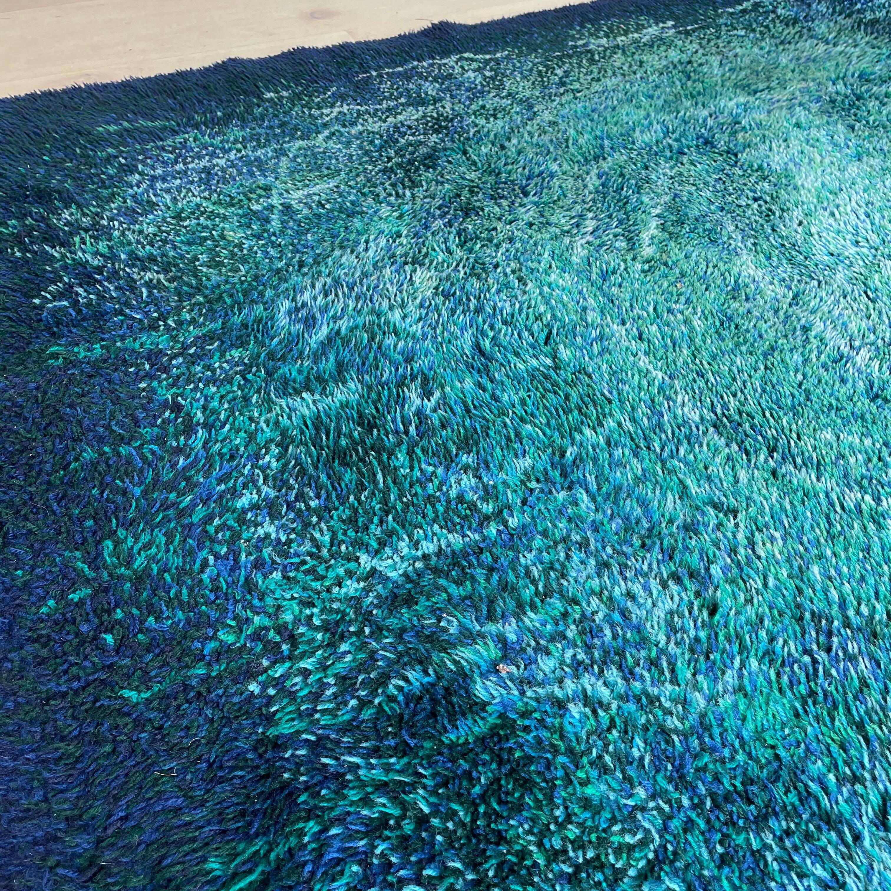Large "space design" multi-color high pile rya rug by desso netherlands, 1970