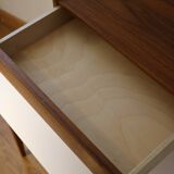 Scandinavian bedside table or wall console, oak and teak, 1960