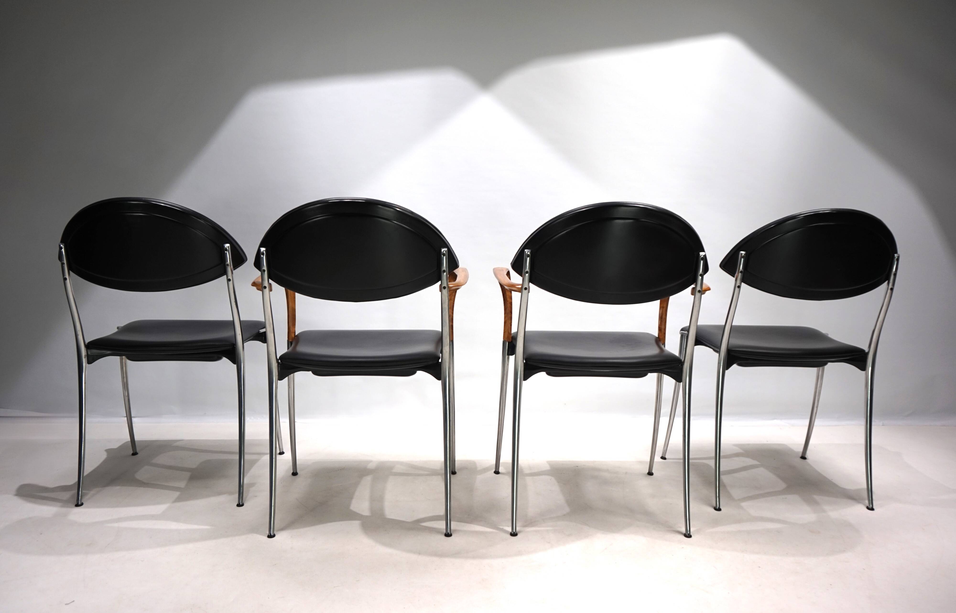 Set of four Coro dining chairs by Luigi Origlia, 1980