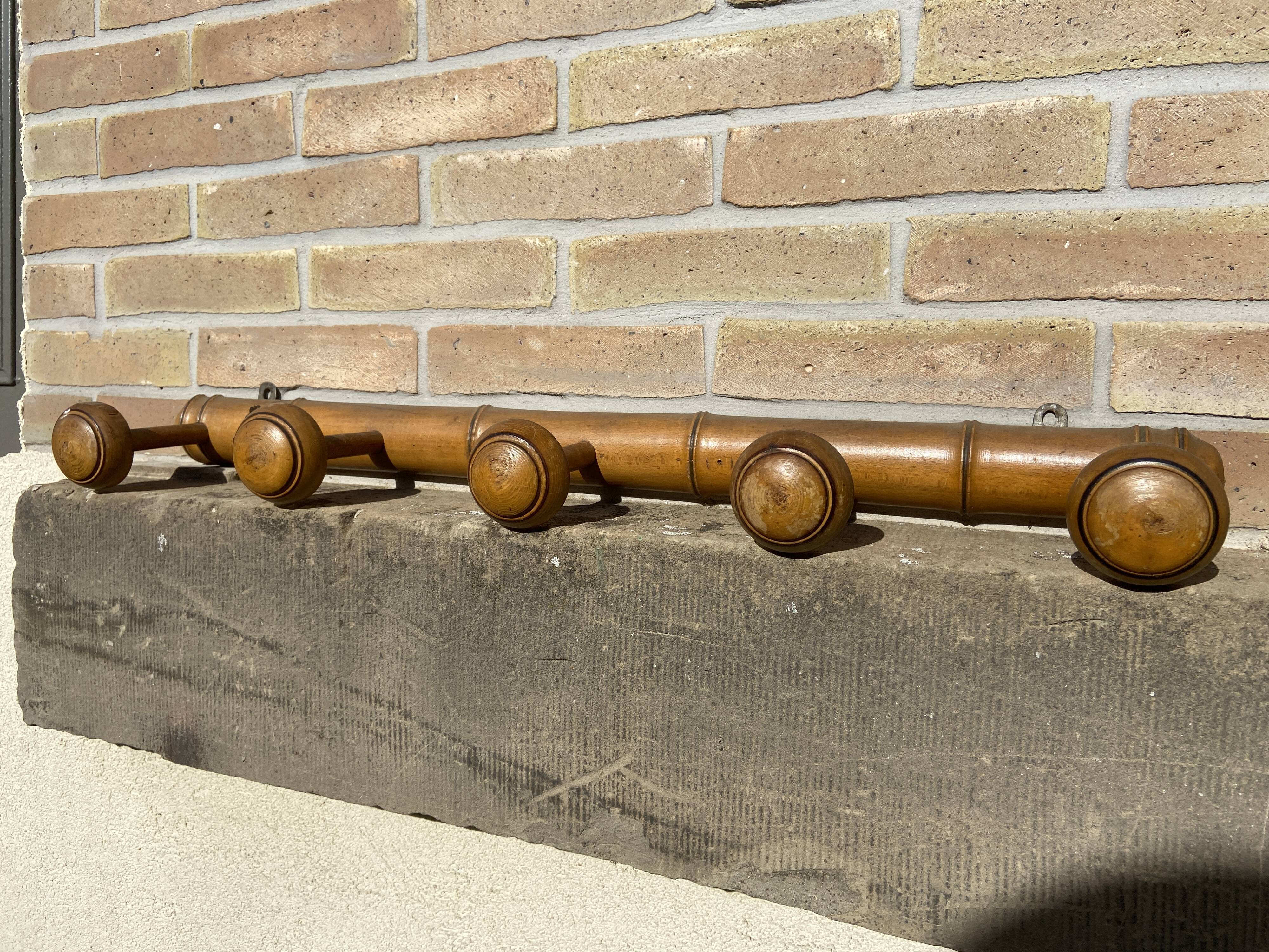 Coat rack vintage bamboo hooks