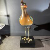 sculpture figurine polychrome porcelain & gilded bronze, Hollywood Regency,