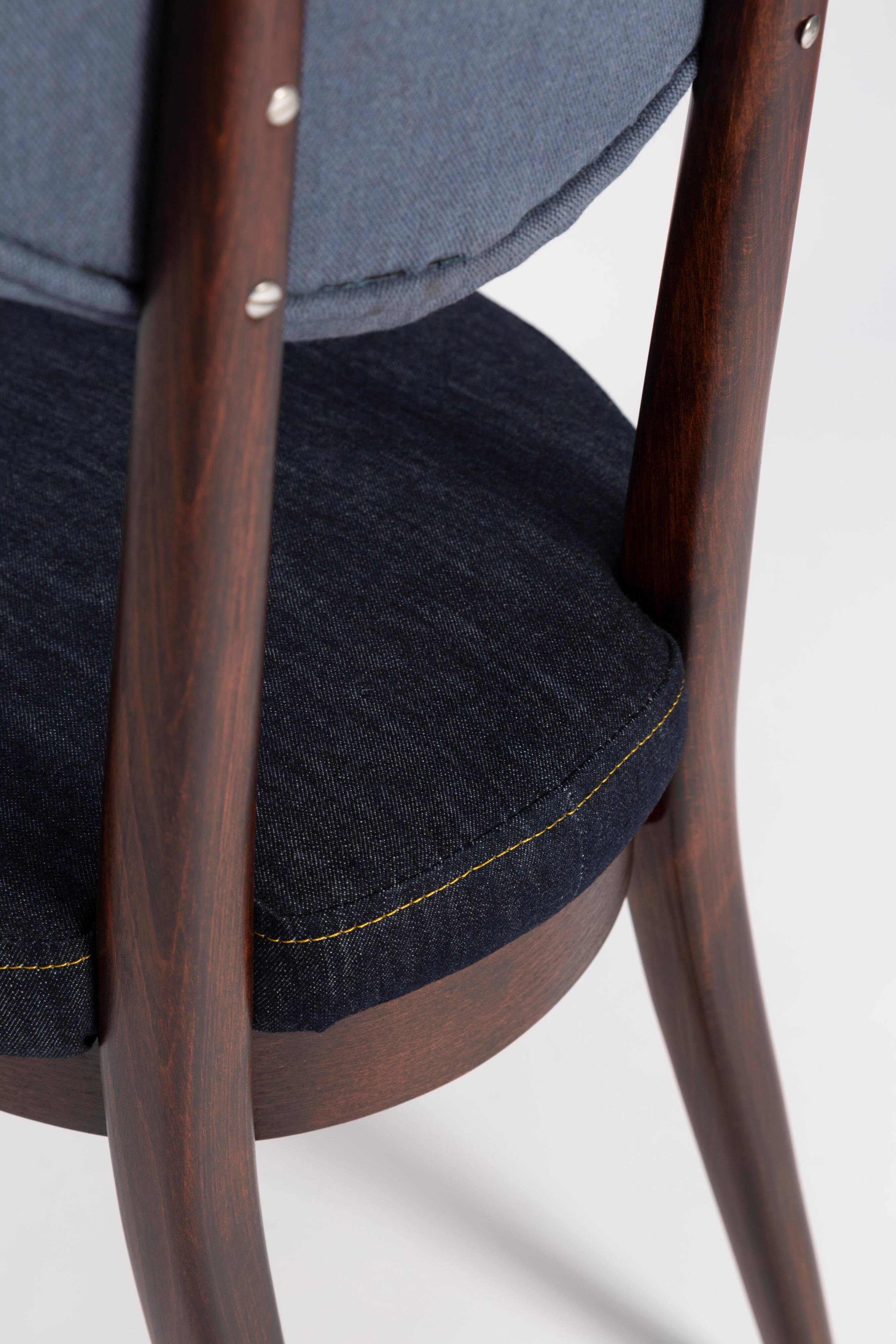 Chaise cœur en denim bleu moyen et foncé, milieu du 20ème siècle, Europe