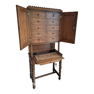 Louis XIII style oak travel cabinet