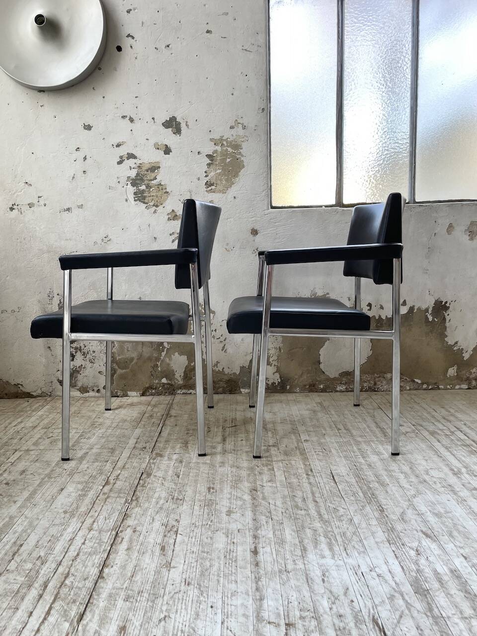 Pair of chrome office chairs