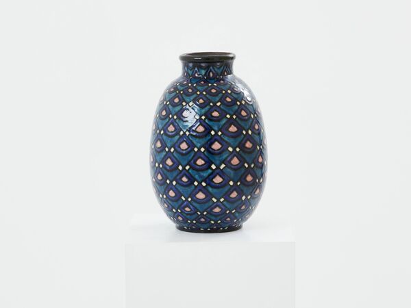 Grand vase Art Déco en céramique émaillée signé Paul Jacquet 1930