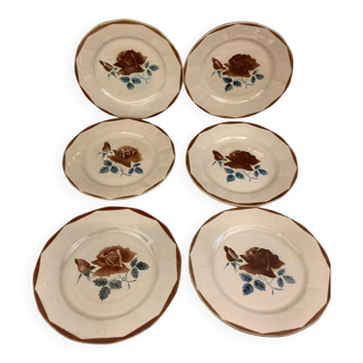 6 old flat plates made in france digoin sarreguemines