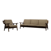 Vintage Mid-Century Modern 3-Seater Sofa & Armchair by Hans J. Wegner