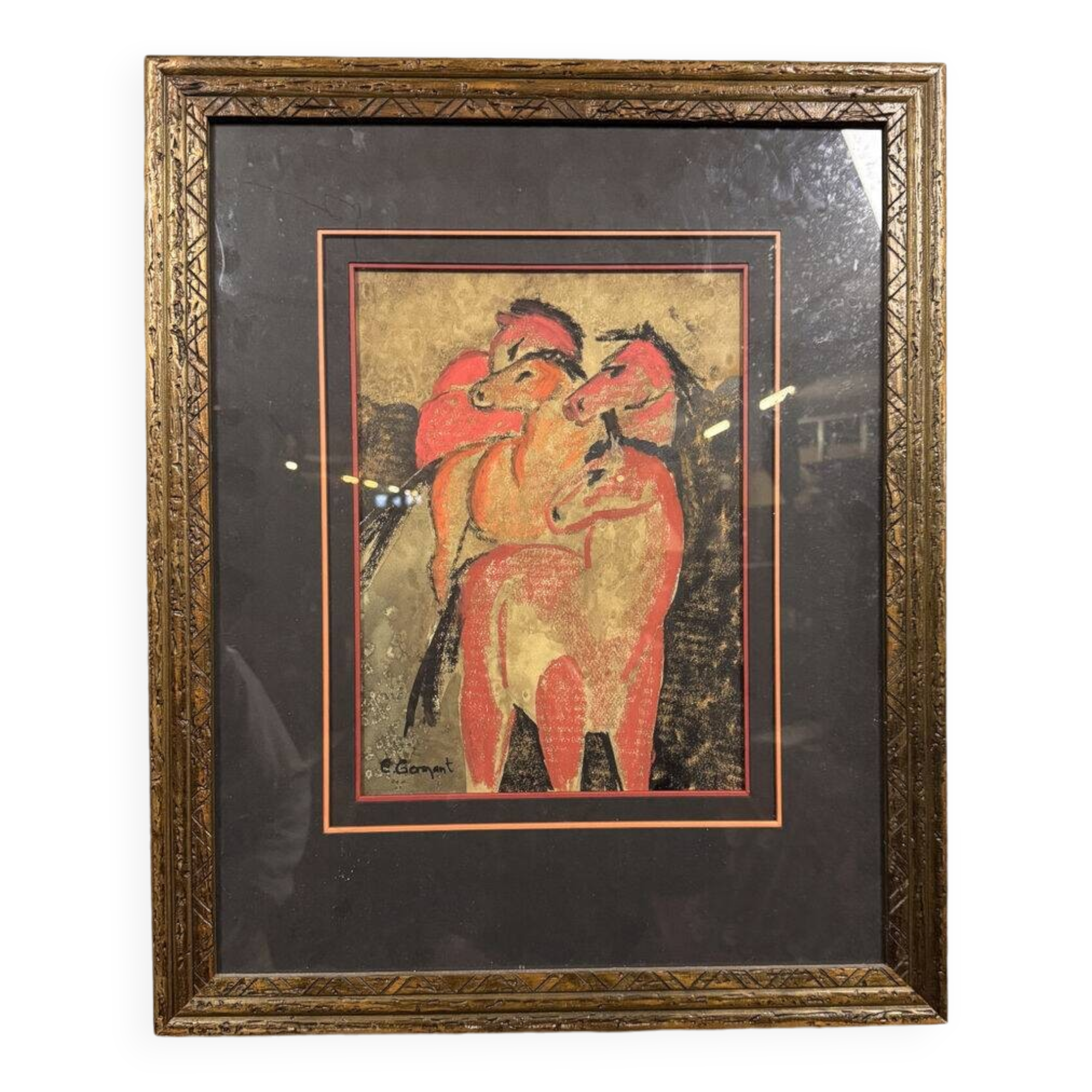 Christine Germant (1954): watercolor depicting horses