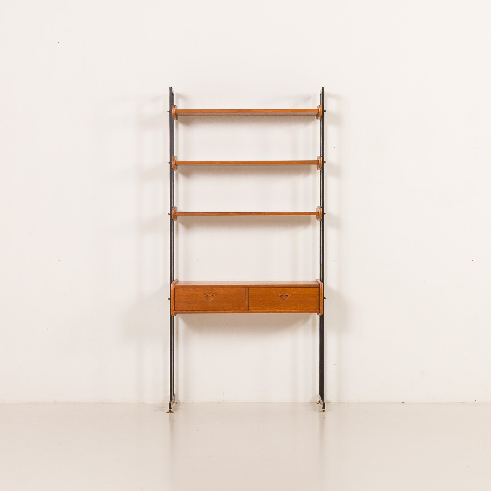 Italian mid-century desk shelving unit in teak, 1960s