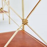 Pair of neoclassical brass leather side tables style Maison Jansen 1970