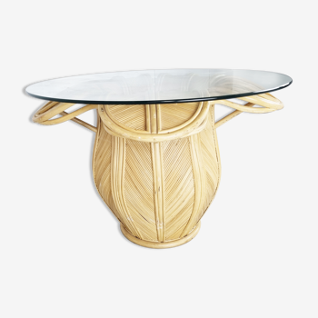 Table à manger vintage en forme de fleur de bambou, années 1970
